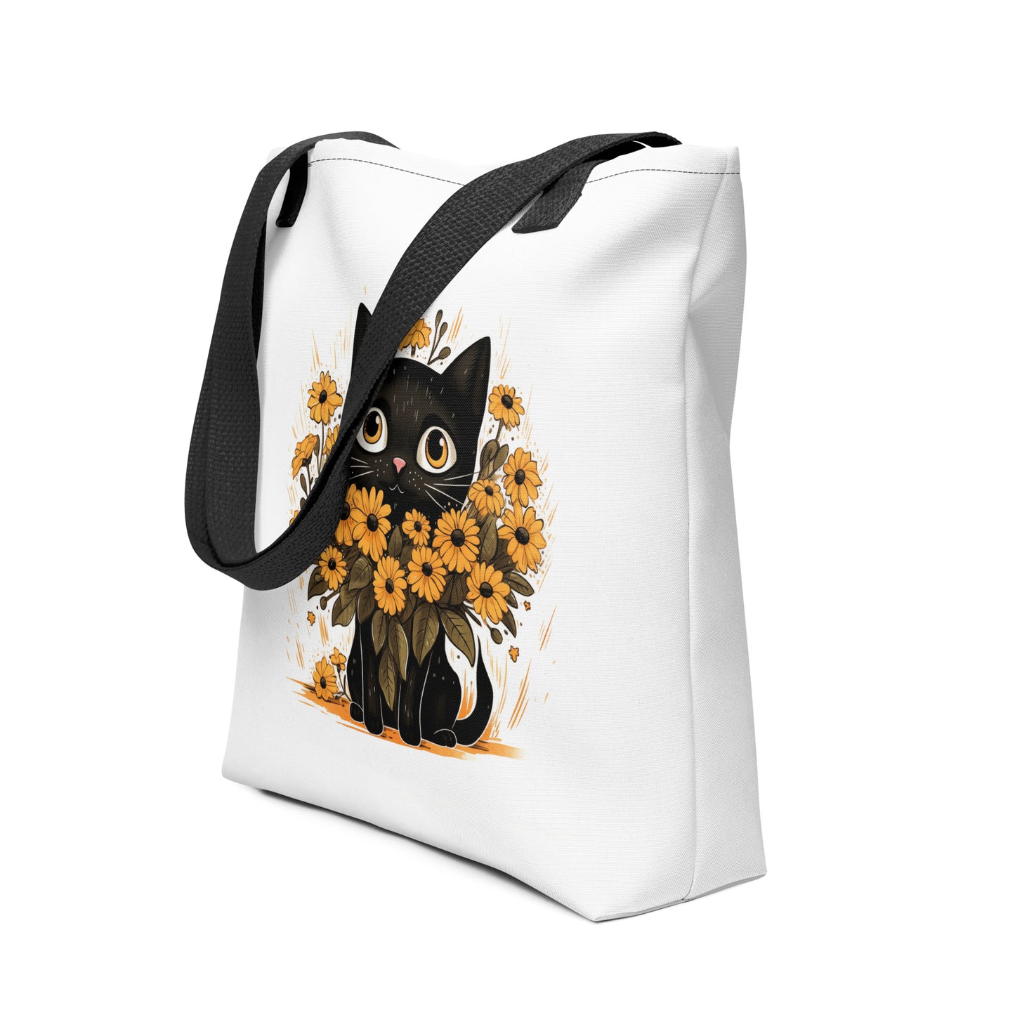 Kitty in the Flowers Cat Tote Bag