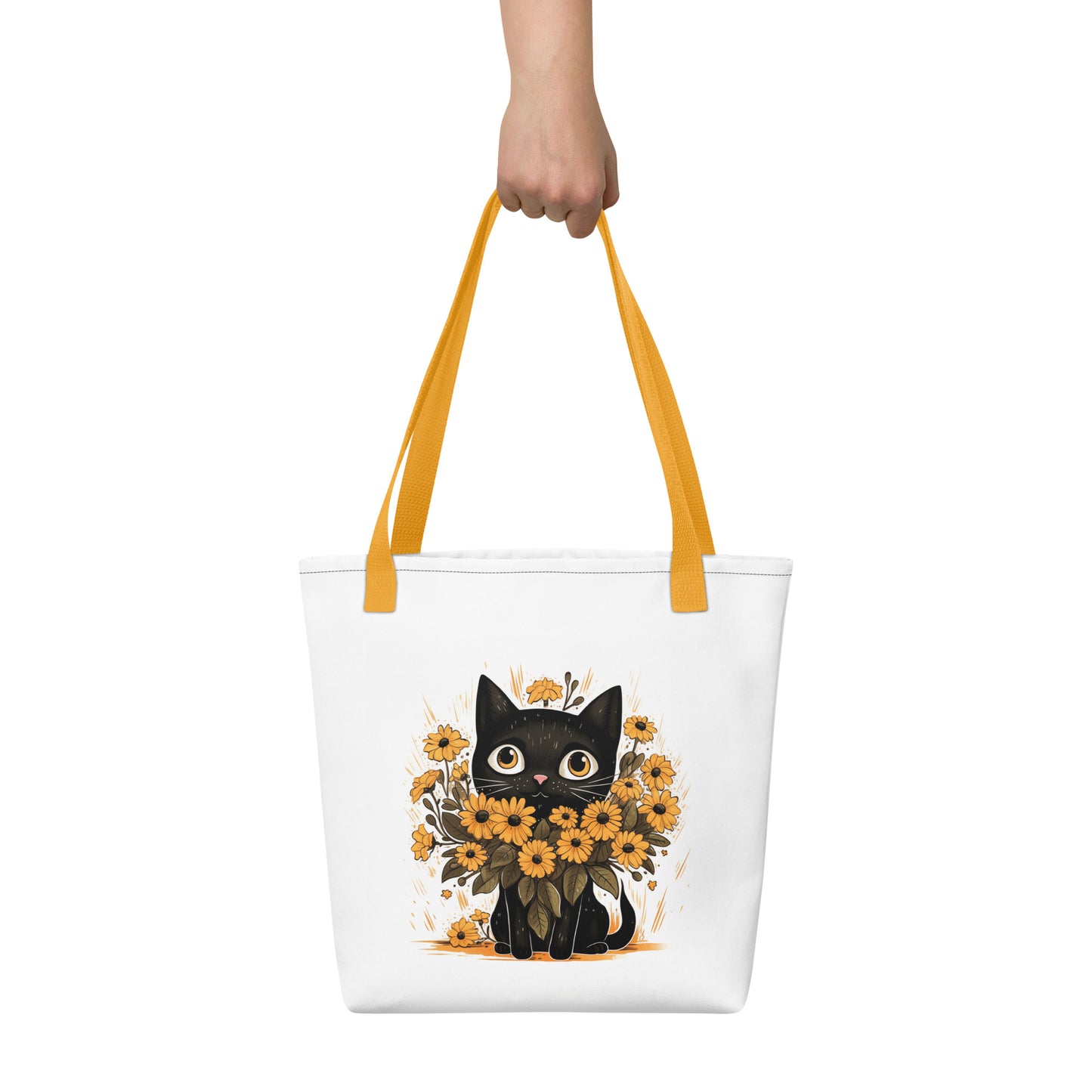 Kitty in the Flowers Cat Tote Bag