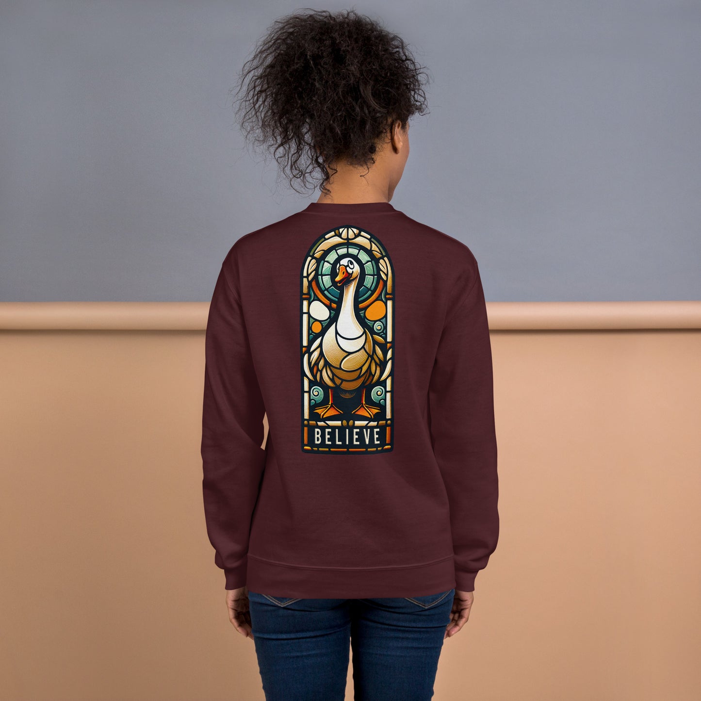 "Believe" Goose Stained Glass Style Sweatshirt