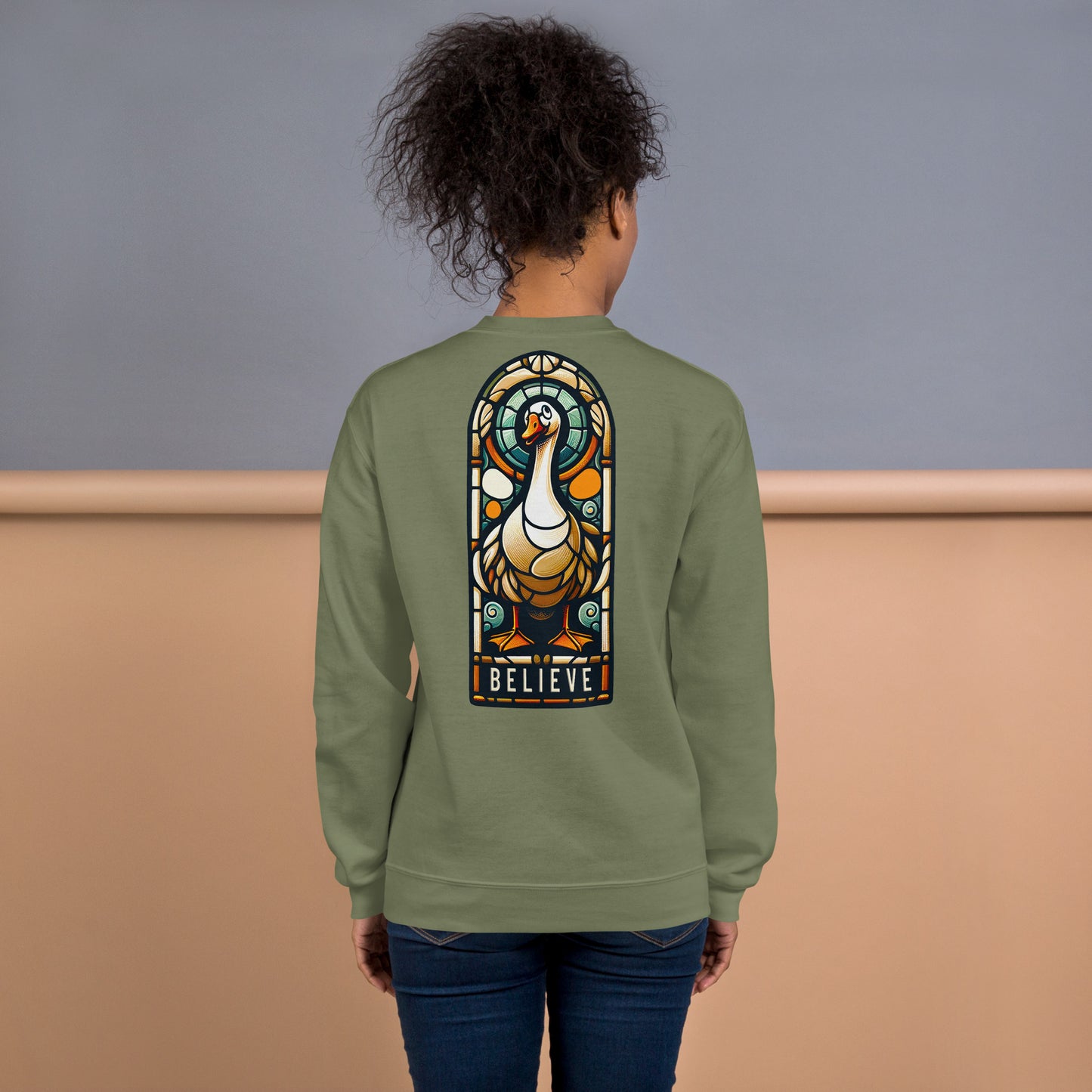 "Believe" Goose Stained Glass Style Sweatshirt