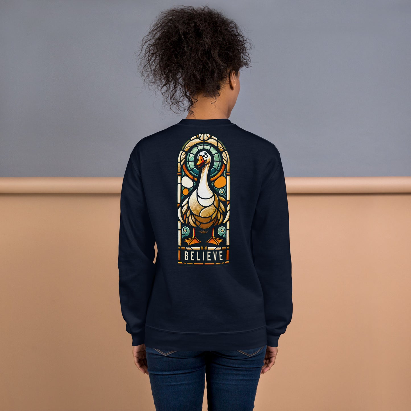 "Believe" Goose Stained Glass Style Sweatshirt