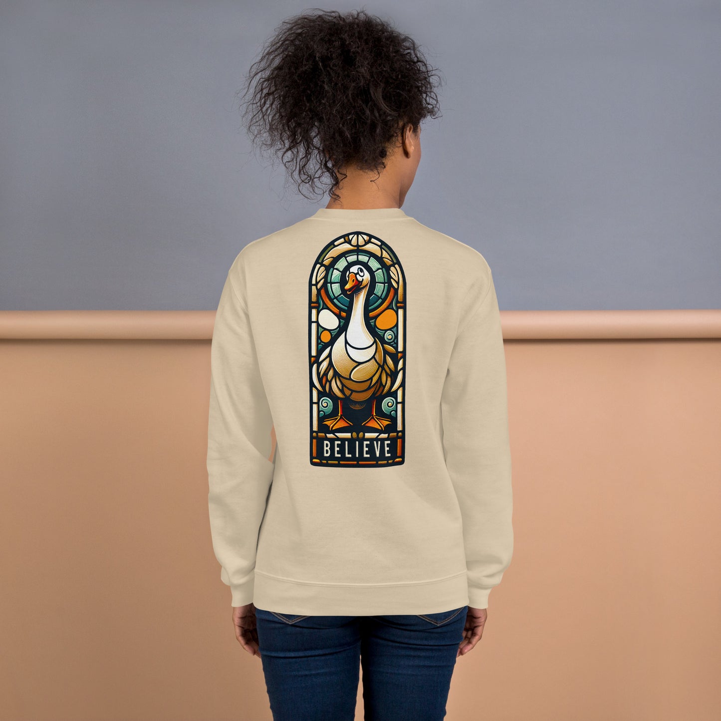 "Believe" Goose Stained Glass Style Sweatshirt