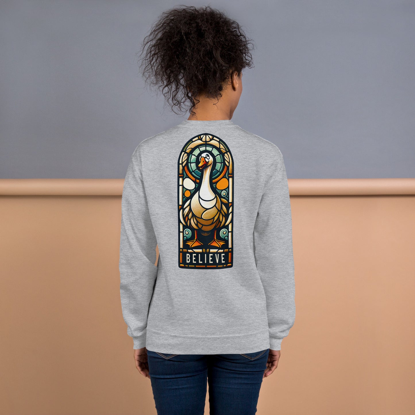 "Believe" Goose Stained Glass Style Sweatshirt