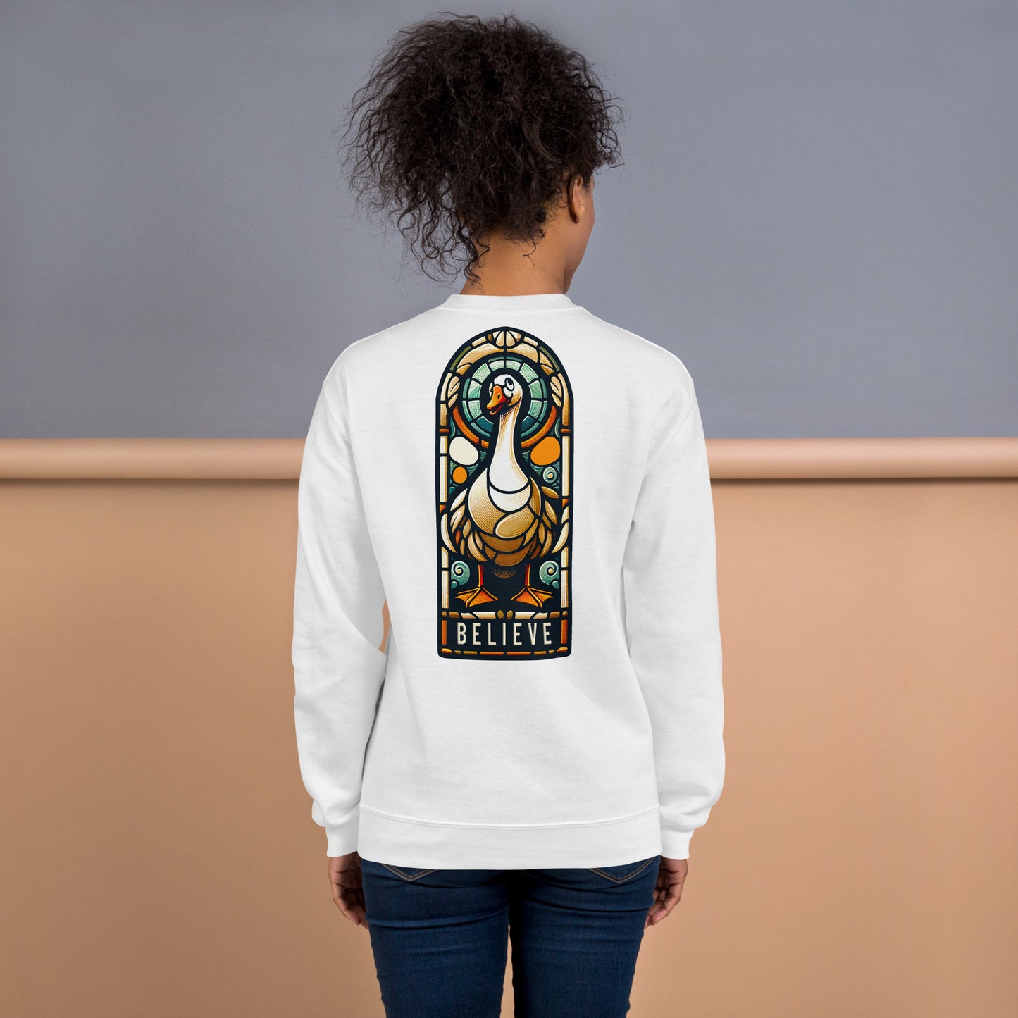 "Believe" Goose Stained Glass Style Sweatshirt