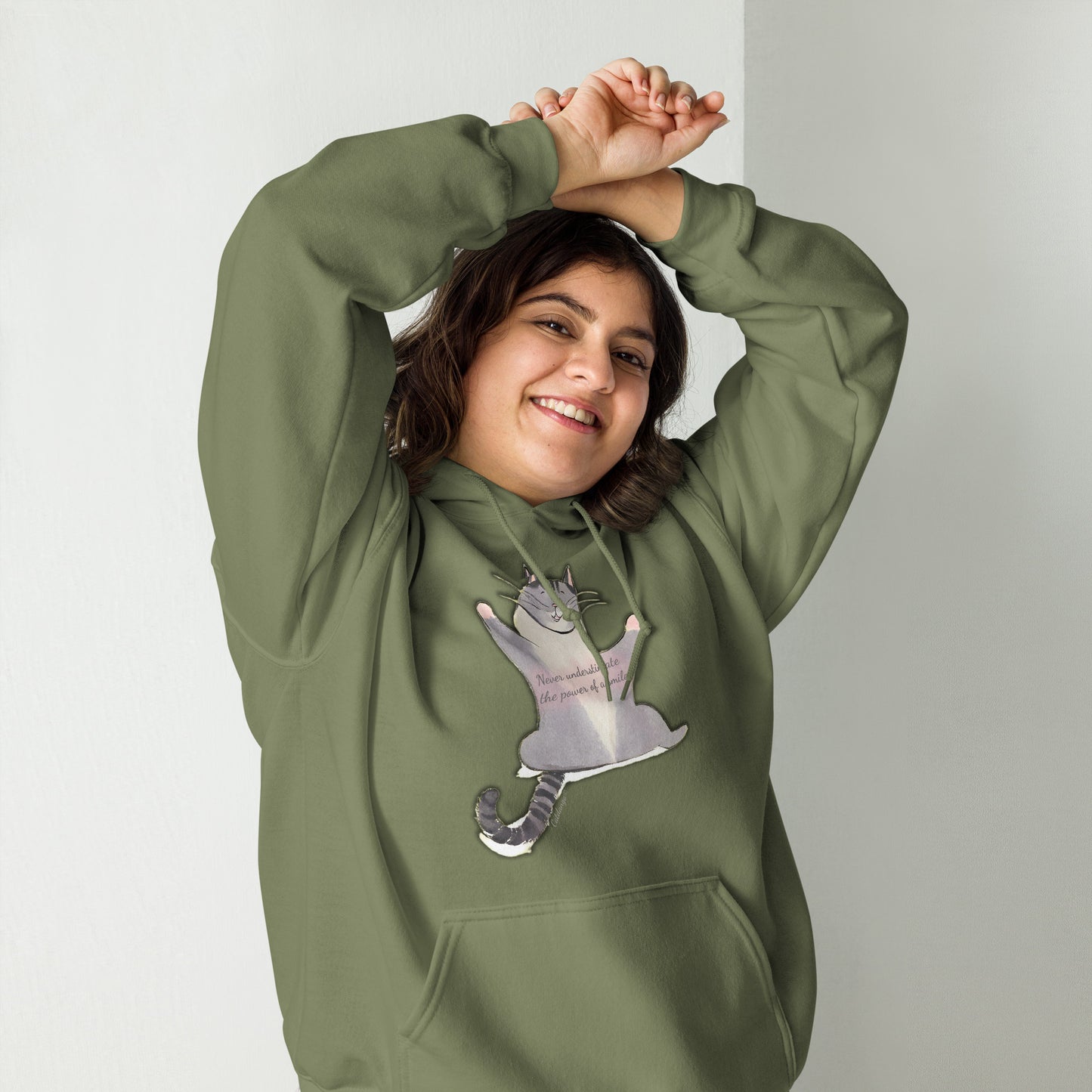 Happy The Cat Hoodie "Never underestimate the power of a smile!"